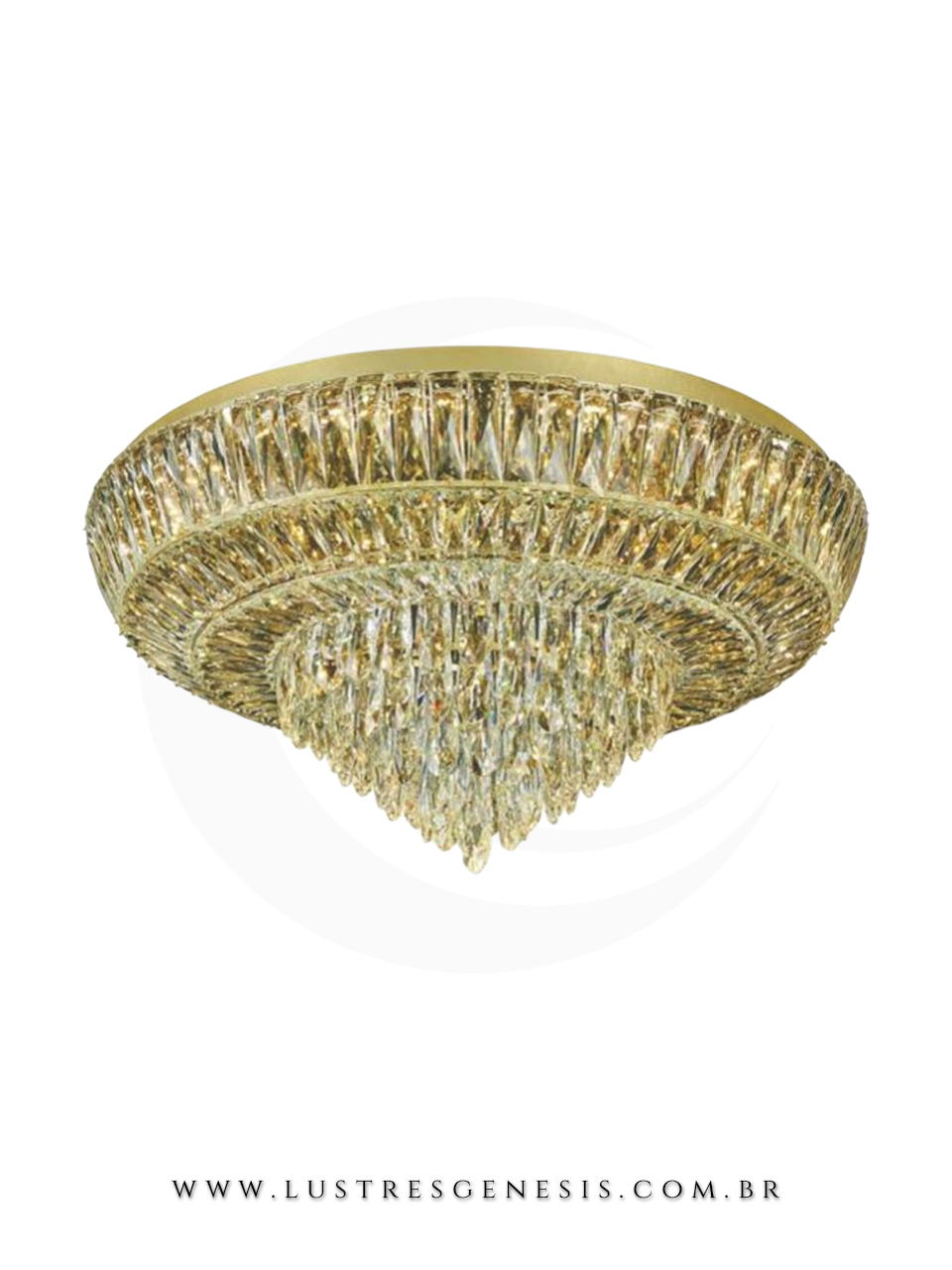 Luminária de Teto Berlin Cristal e Metal Gold 15 Lâmpadas